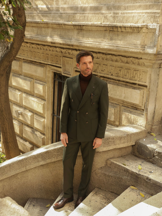 Khaki Double Breasted Suit 2-Piece VIOSSI - CB