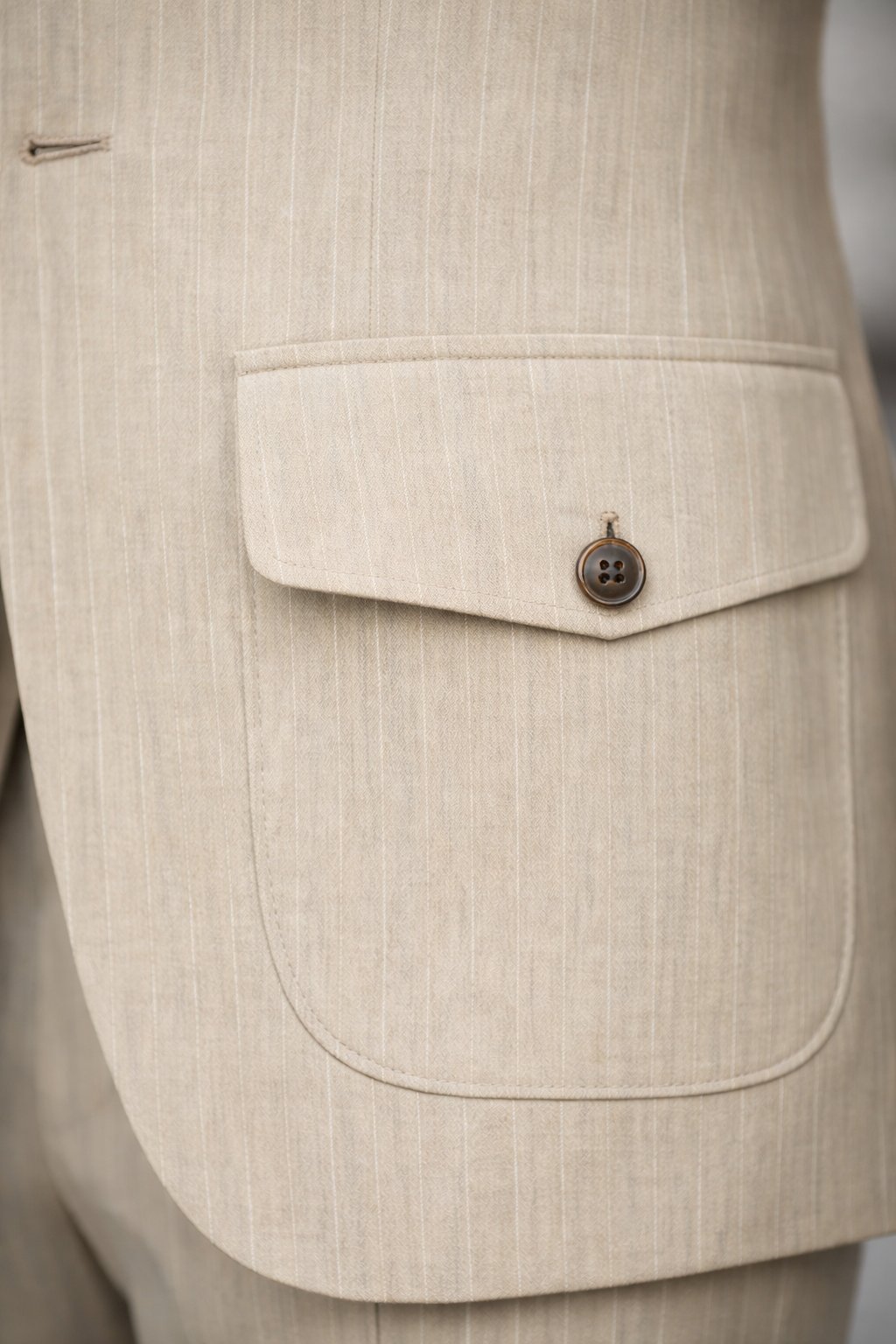 Beige Striped Slim-Fit Suit 3-Piece VIOSSI