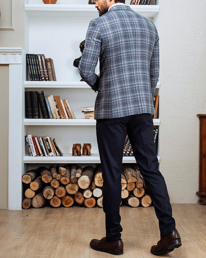 Blue Plaid Slim-Fit Suit 3-Piece VIOSSI