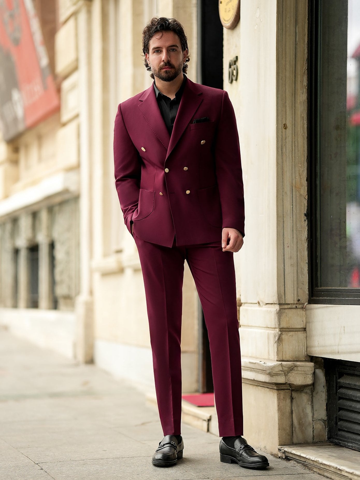 Bordeaux Double Breasted Suit 2-Piece VIOSSI