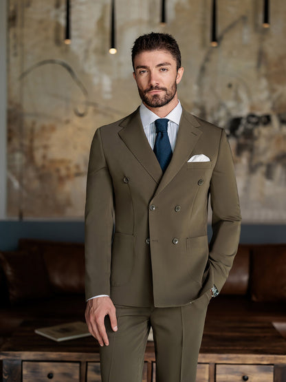 Khaki Double Breasted Suit 2-Piece VIOSSI