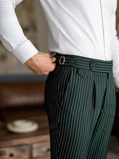 Green Striped Double Breasted Suit 2-Piece VIOSSI