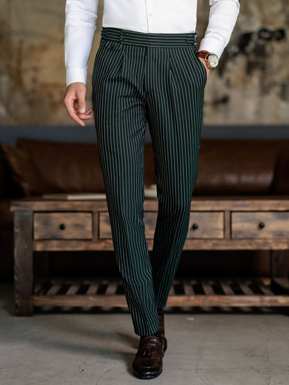 Green Striped Double Breasted Suit 2-Piece VIOSSI