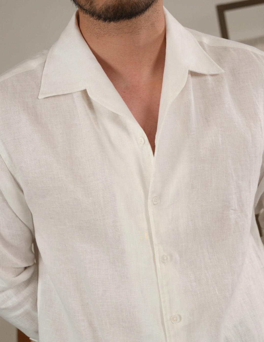 Men's Linen Cuban Collar Long Sleeve Shirt