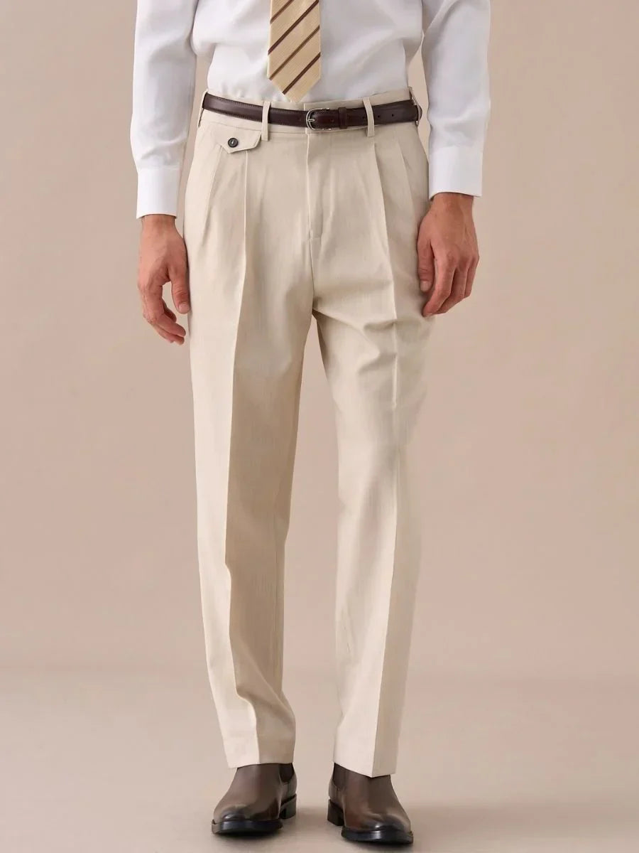 Livorno Double Pleated Belt Loop Pants - BRABION