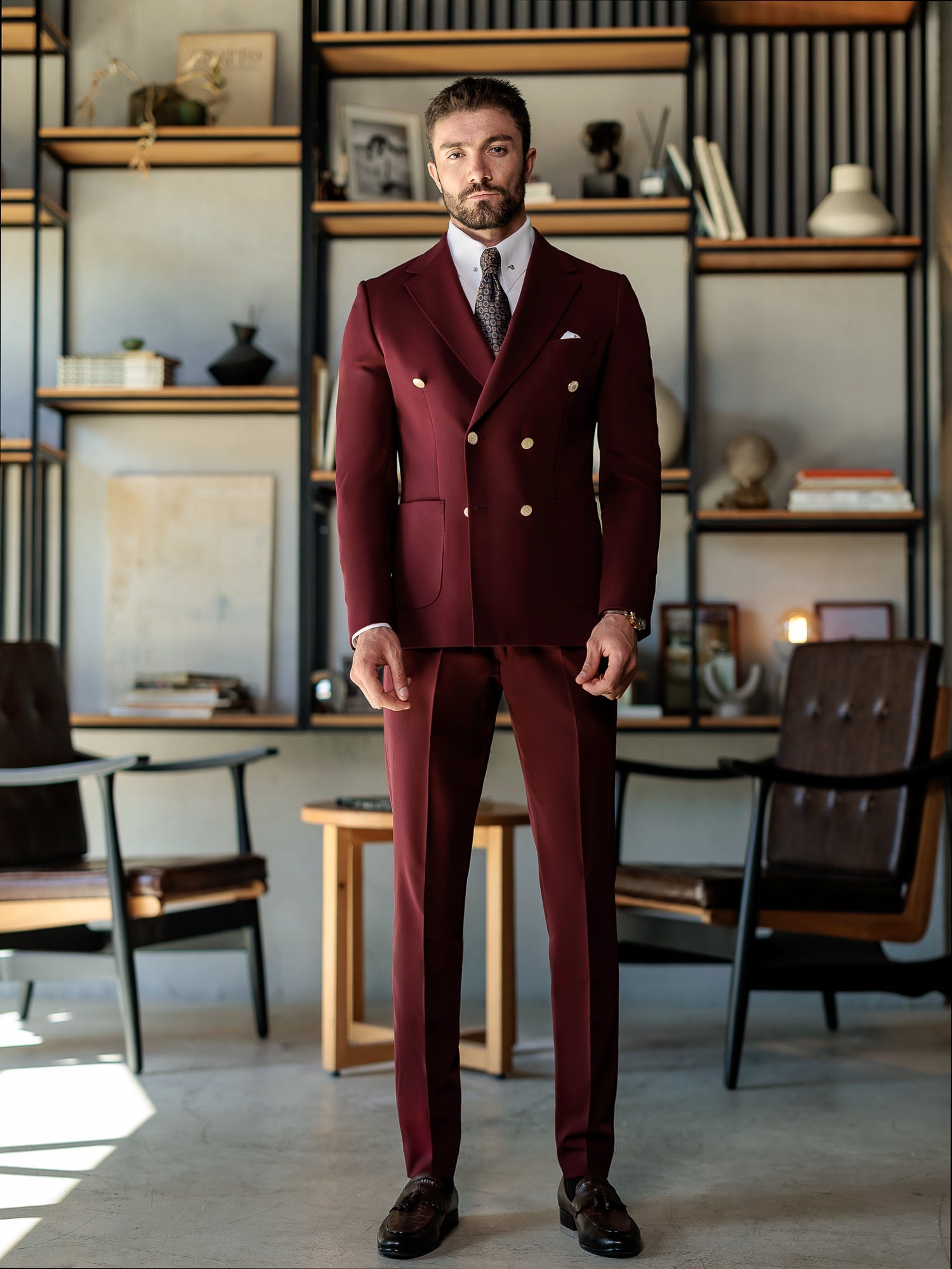 Bordeaux Double Breasted Suit 2-Piece VIOSSI