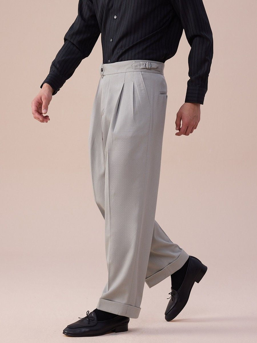 Trento High Waisted Wide Leg Pants - Light Gray / 33 Trento High Waisted Wide Leg Pants - Light Gray / 33