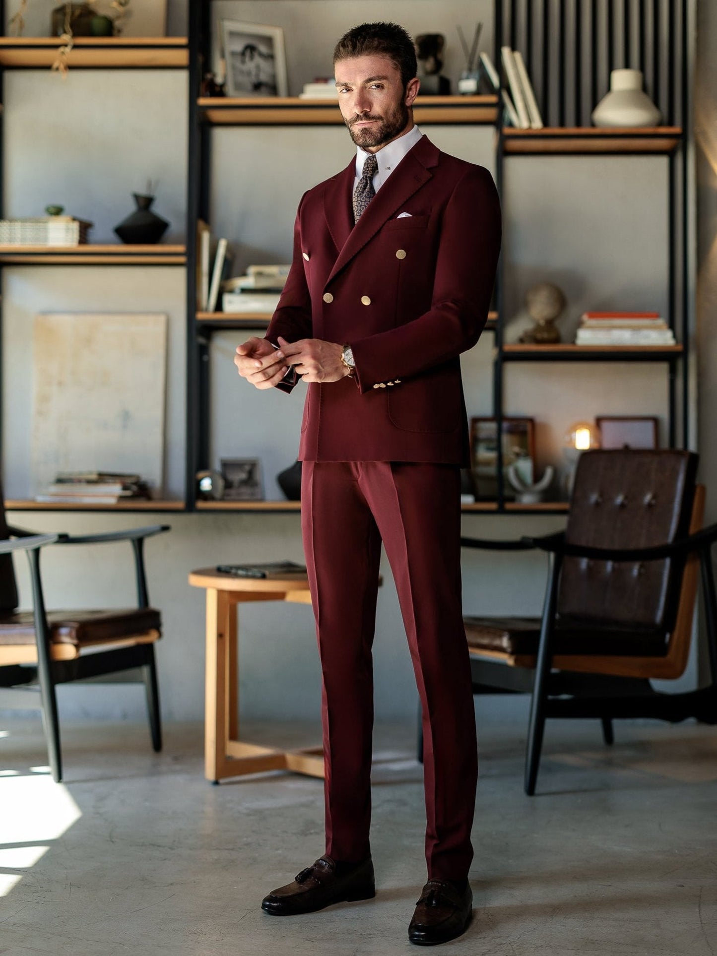 Bordeaux Double Breasted Suit 2-Piece VIOSSI