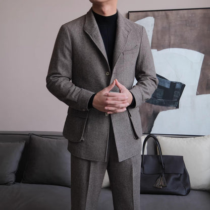 Herringbone Retro Wool Blend Jacket