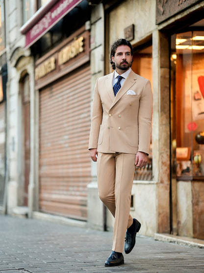 Camel Double Breasted Suit 2-Piece VIOSSI