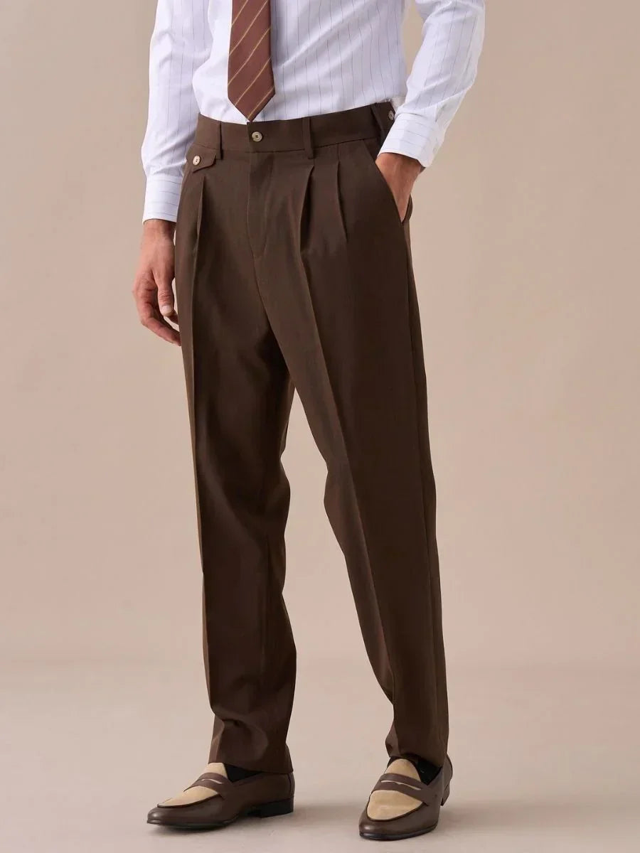 Livorno Double Pleated Belt Loop Pants - BRABION