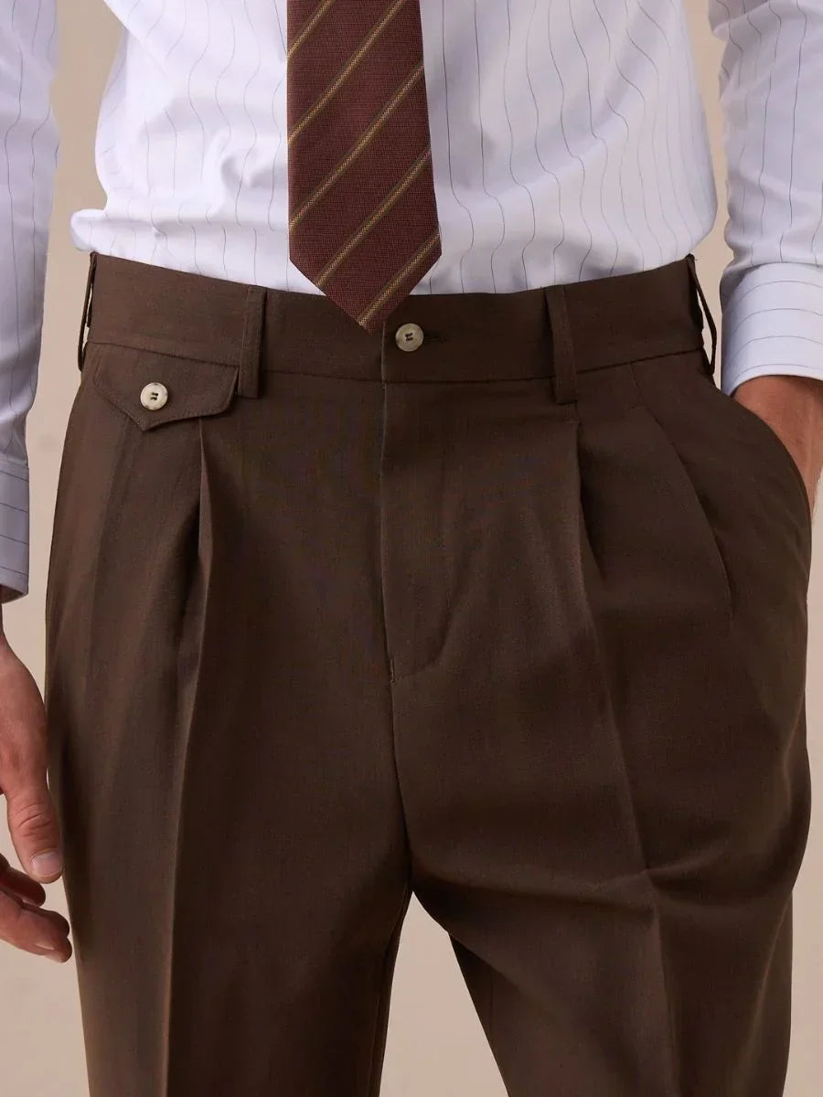 Livorno Double Pleated Belt Loop Pants - BRABION