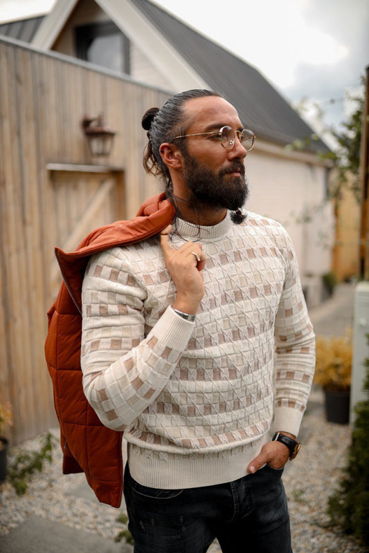 Men's Patterned Wool Knit Sweater