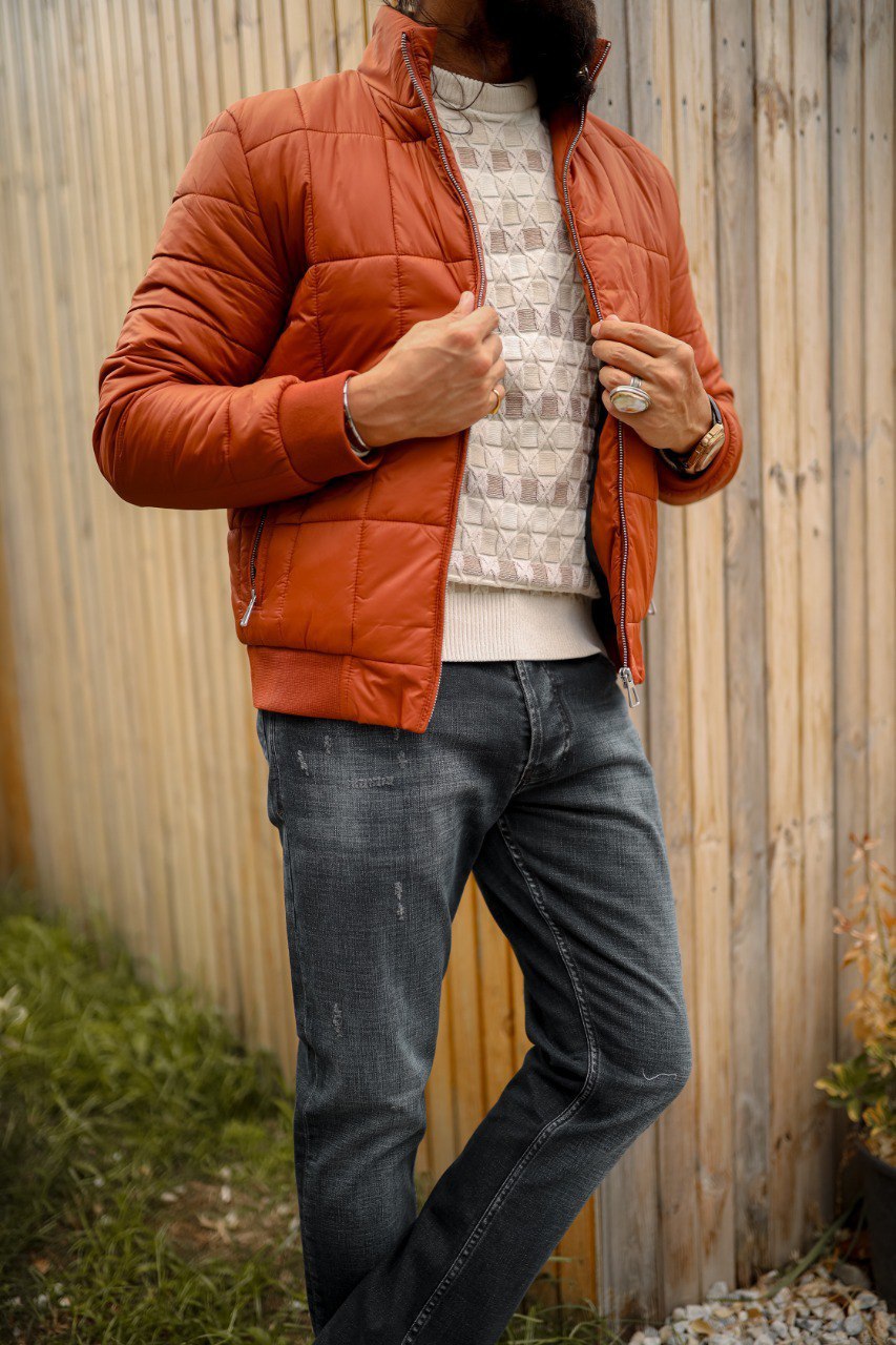 Men’s Casual Tile Jacket with Zipper Pocket Detailing