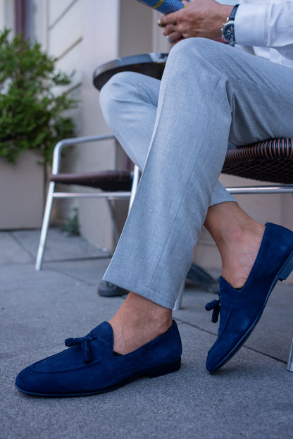 Brabion Bravo Navy Blue Suede Loafers