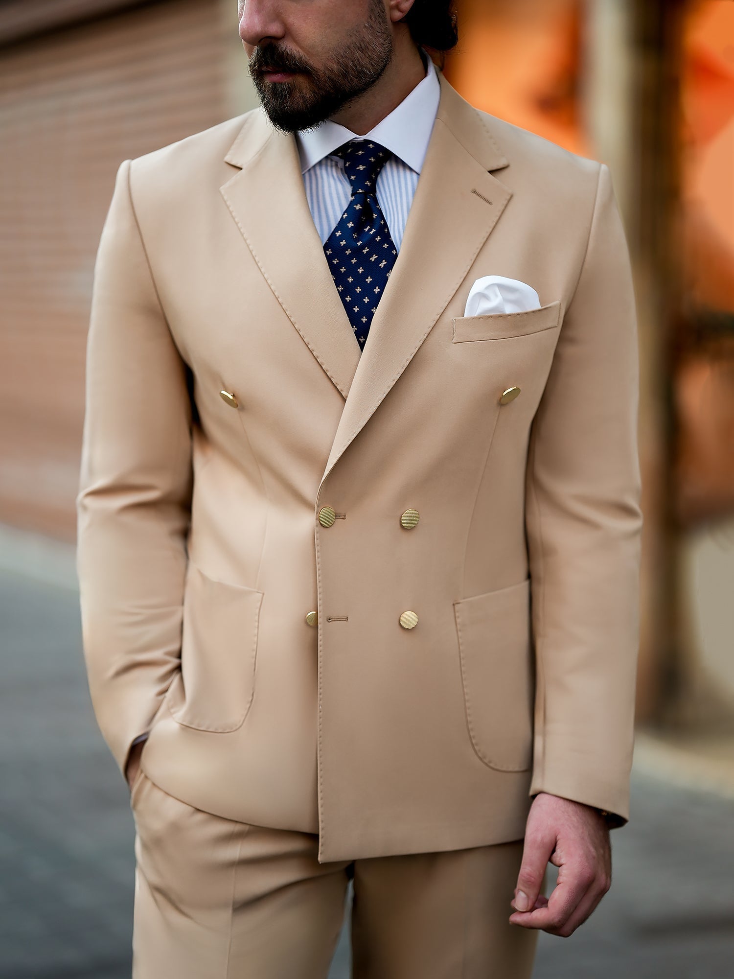 Camel Double Breasted Suit 2-Piece VIOSSI