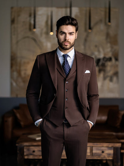Brown Slim-Fit Suit 3-Piece VIOSSI