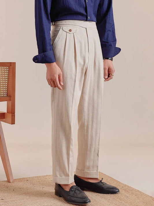 Napoli High Waisted Linen Gurkha Pants