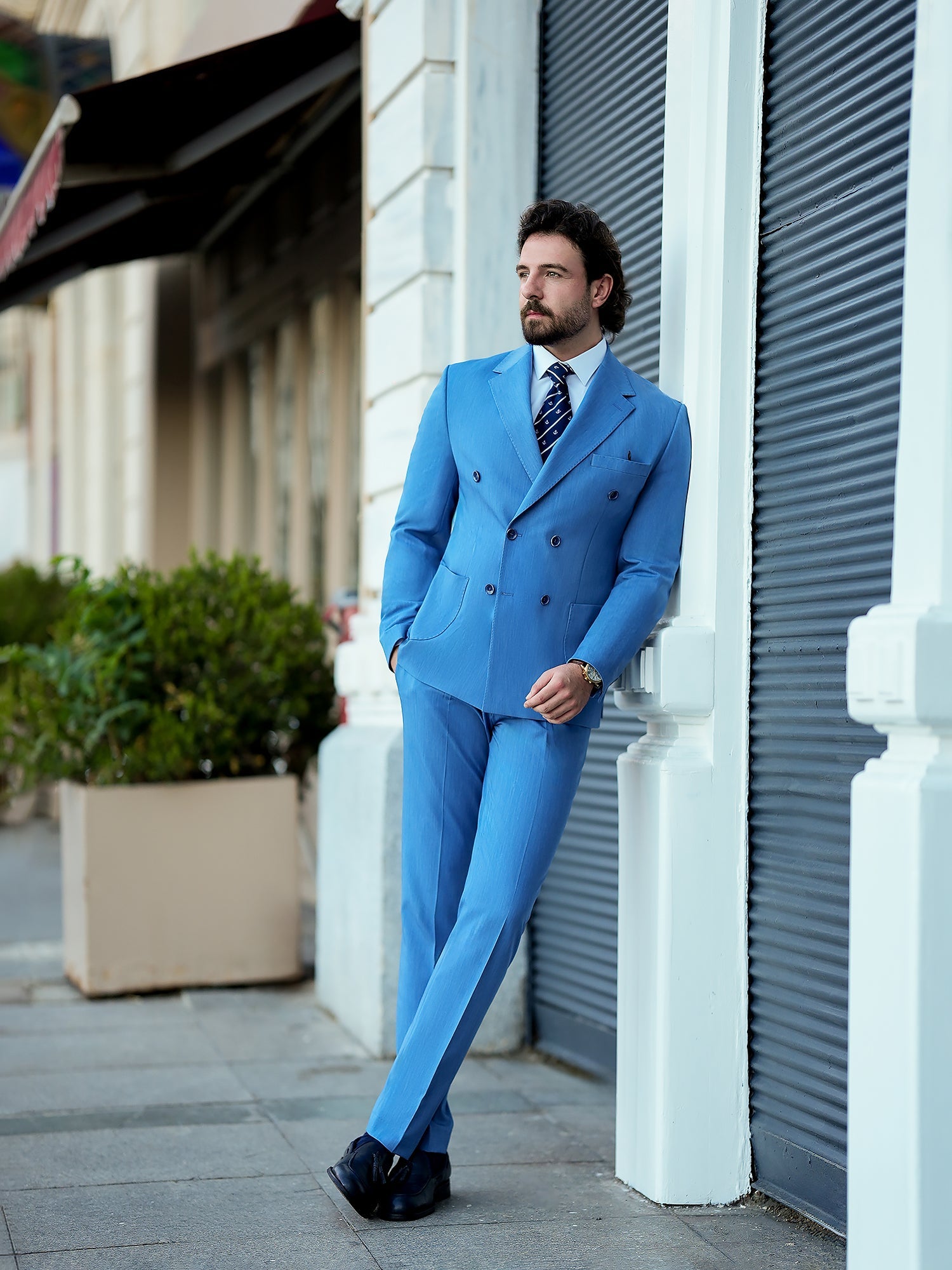 Blue Double Breasted Suit 2-Piece VIOSSI