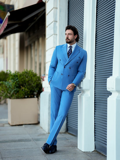 Blue Double Breasted Suit 2-Piece VIOSSI
