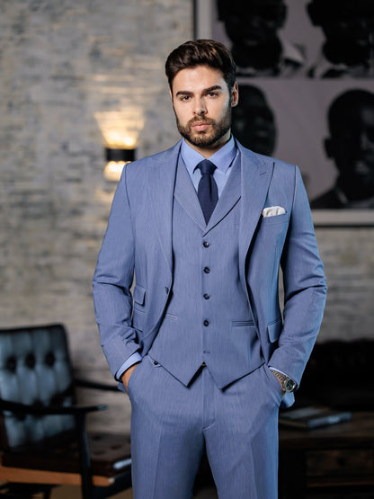 Blue Slim-Fit Suit 3-Piece VIOSSI