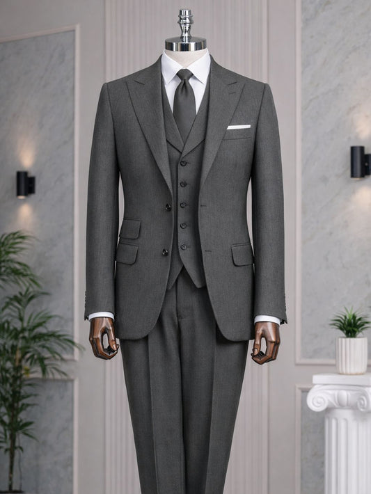 Grey Slim-Fit Suit 3-Piece