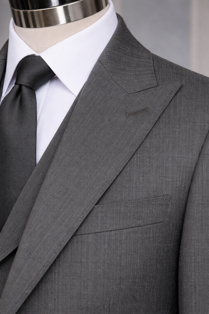 Grey Slim-Fit Suit 3-Piece - BRABION