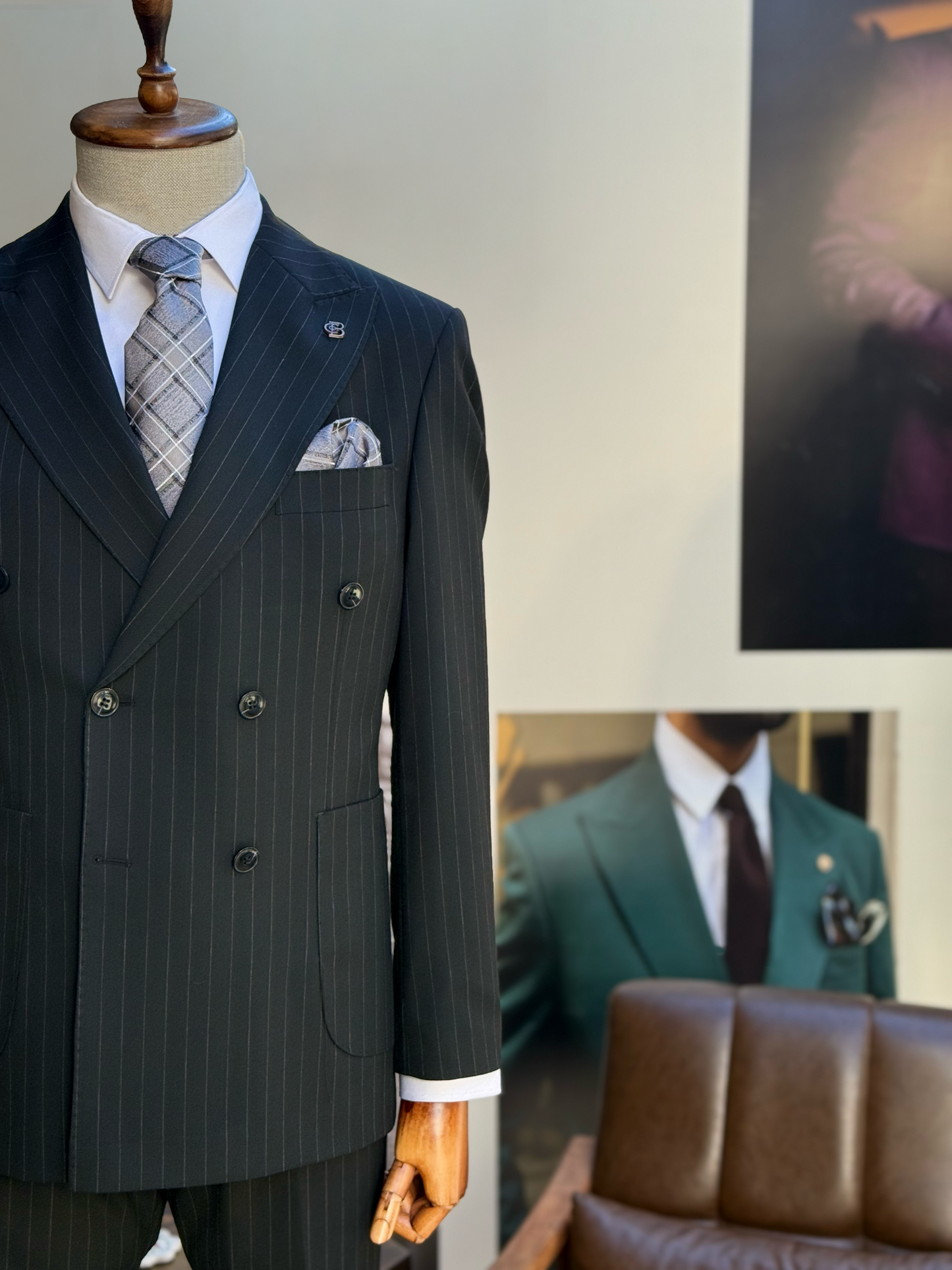 Black Striped Double Breasted Suit 2-Piece VIOSSI - CB