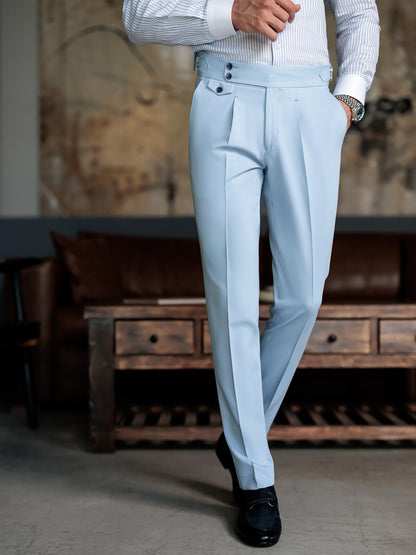 London Sky-Blue High Waist Slim-Fit Pants VIOSSI