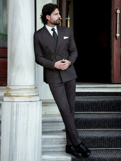 Bordeaux Striped Double Breasted Suit 2-Piece VIOSSI