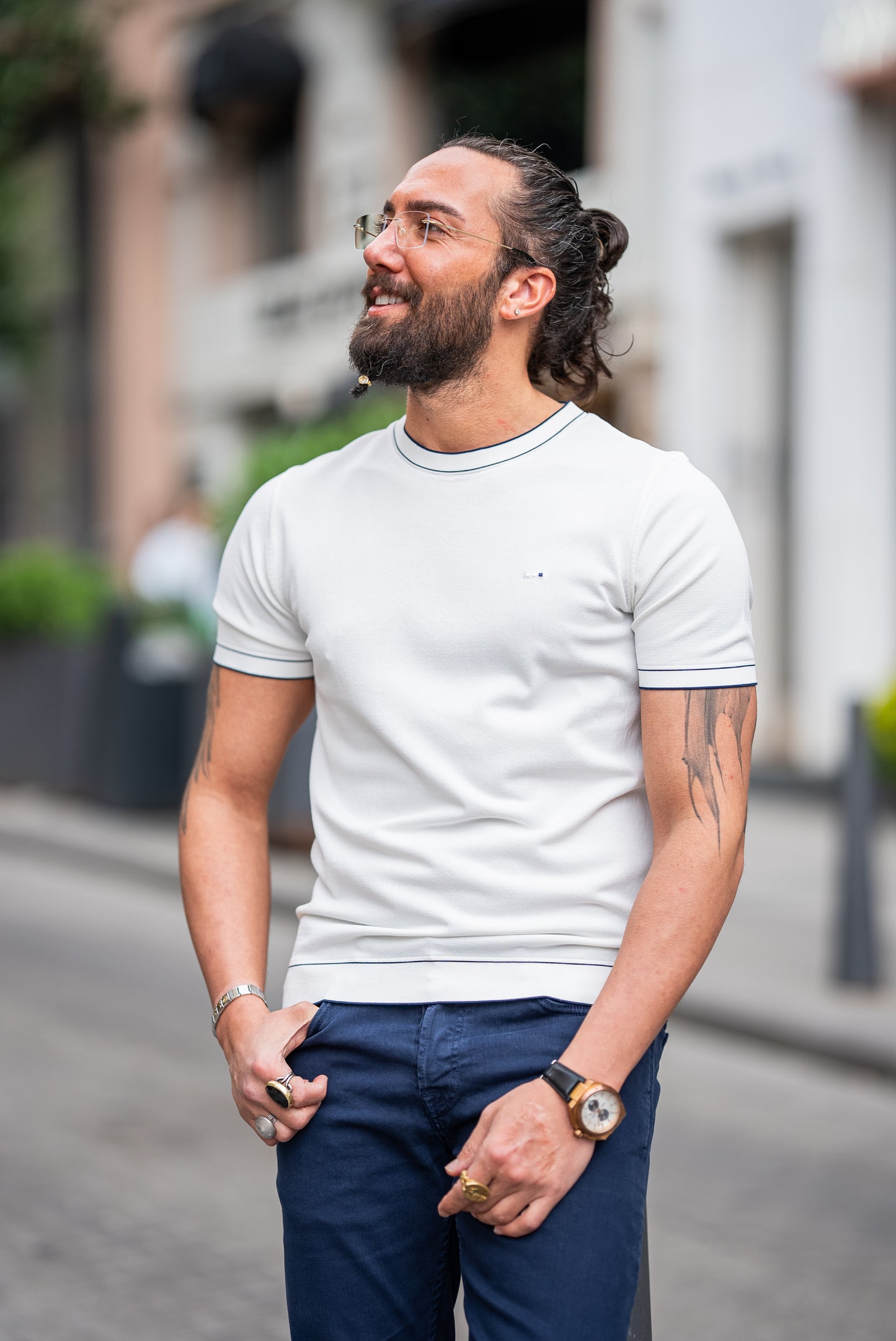 Brabion Crete White Slim Fit T-Shirt