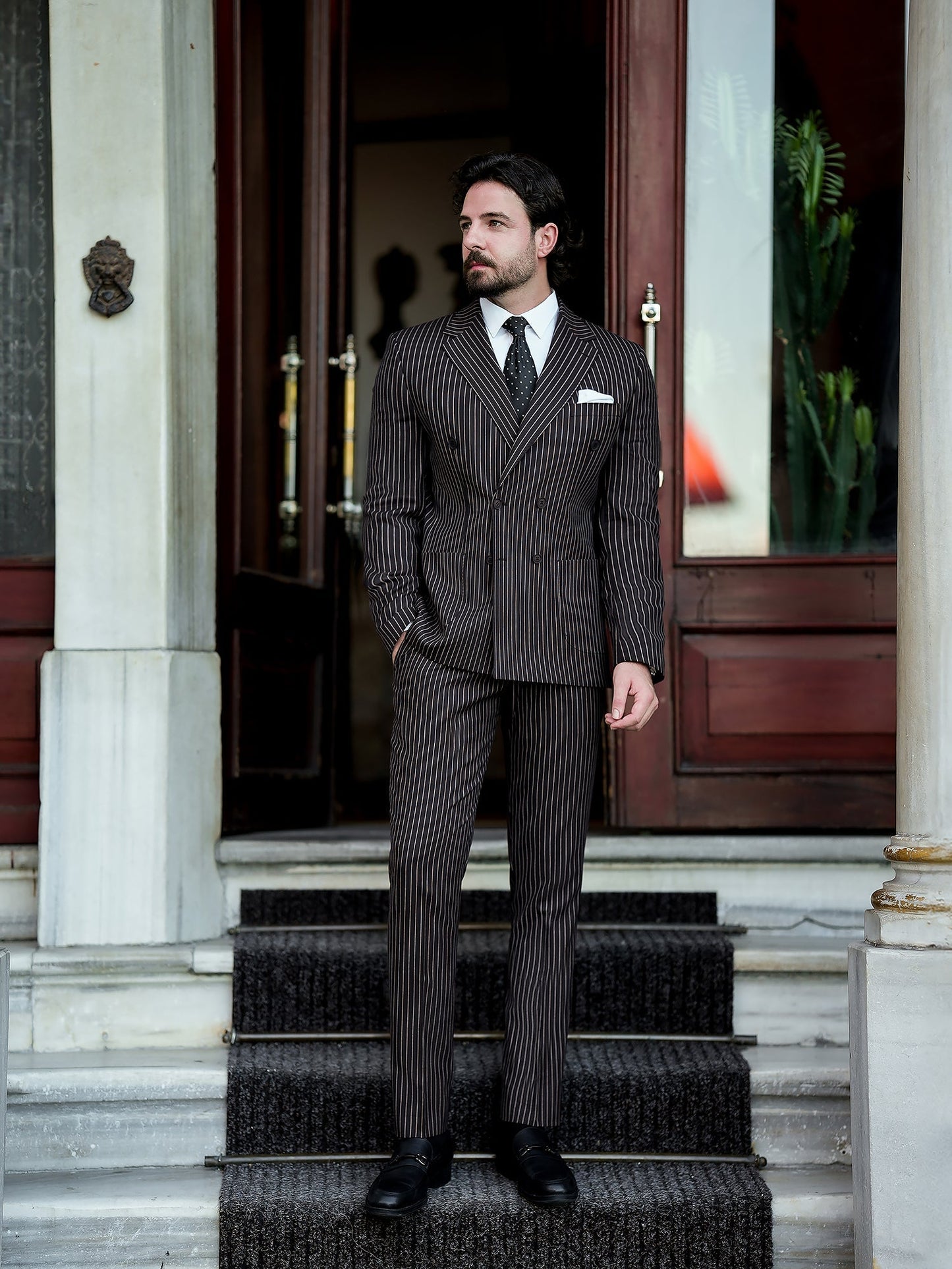 Bordeaux Striped Double Breasted Suit 2-Piece VIOSSI