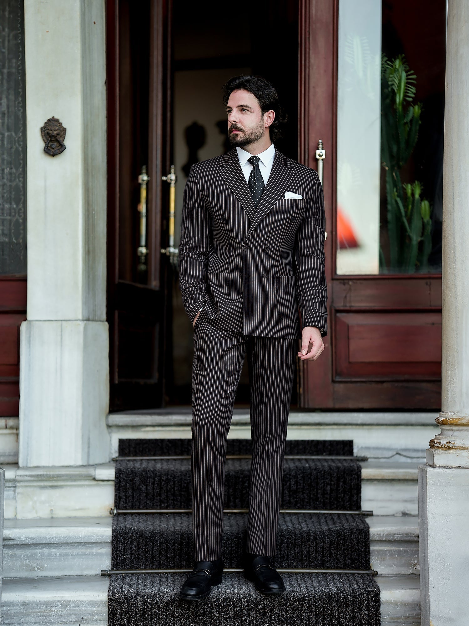 Bordeaux Striped Double Breasted Suit 2-Piece VIOSSI