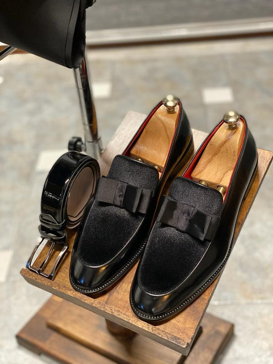 Bojoni Cadmen Black Velvet Pump Loafers