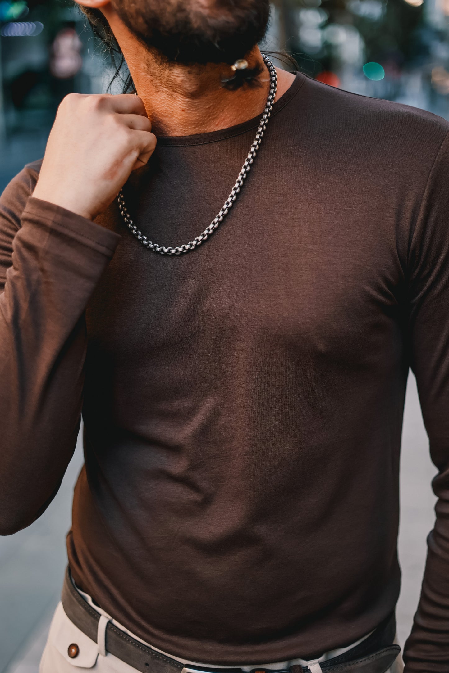 Brabion Rocco Brown Slim Fit Round Neck Sweater