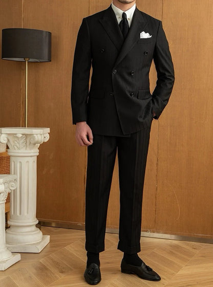 Men’s Black Birmingham Suit - Hidden Stripes