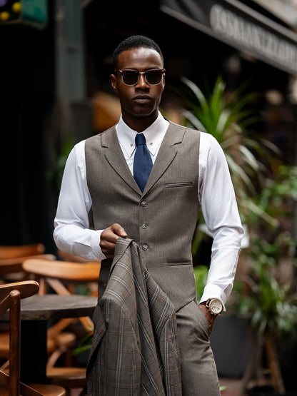 Brown Plaid Slim-Fit Suit 3-Piece VIOSSI