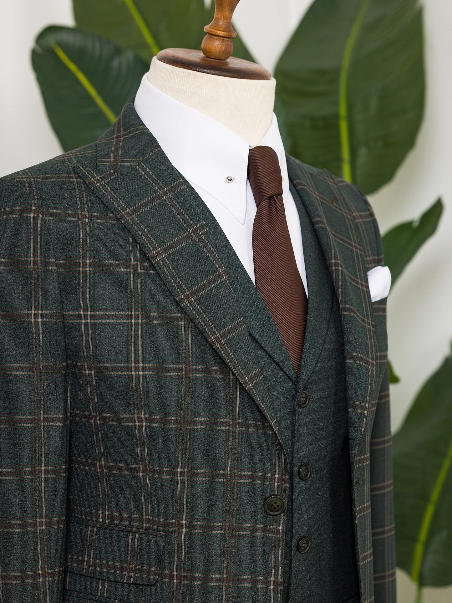 Green Plaid Slim-Fit Suit 3-Piece VIOSSI