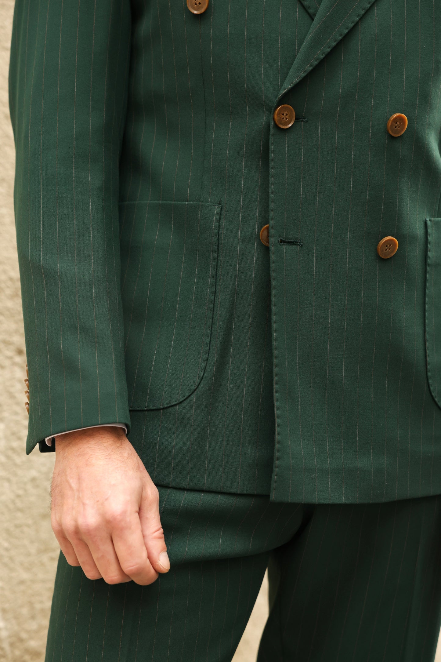 Green Striped Double Breasted Suit 2-Piece VIOSSI - CB
