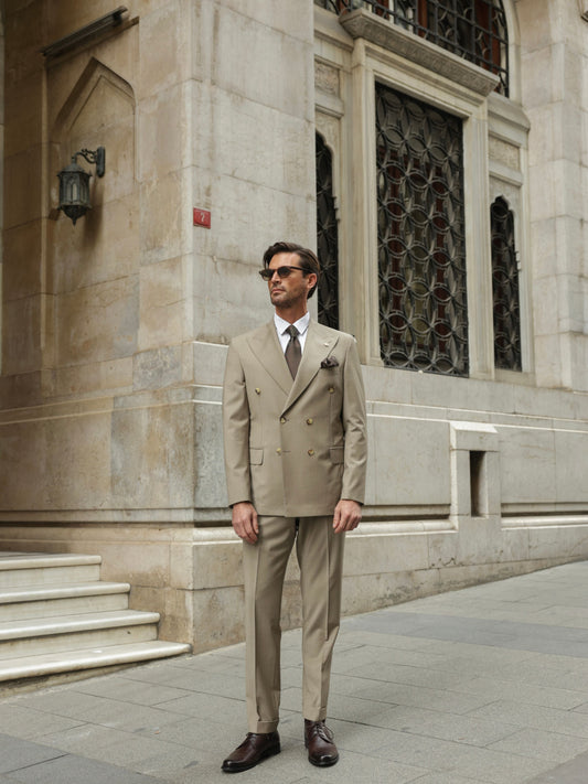 Beige Double Breasted Suit 2-Piece VIOSSI - CB