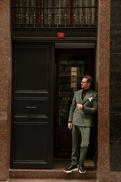 Khaki Velvet Double Breasted Suit 2-Piece VIOSSI - CB