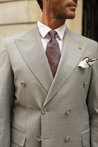 Grey Striped Double Breasted Suit 2-Piece VIOSSI - CB