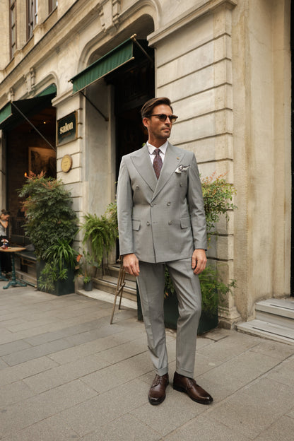 Grey Striped Double Breasted Suit 2-Piece VIOSSI - CB