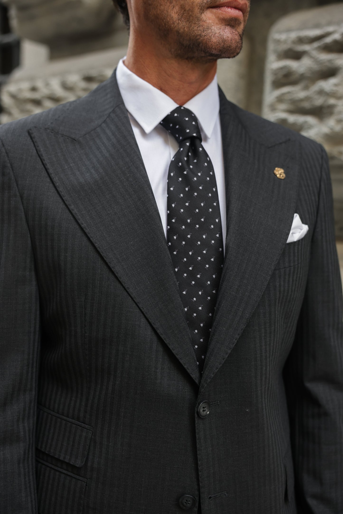 Black Striped Slim-Fit Suit 2-Piece VIOSSI - CB