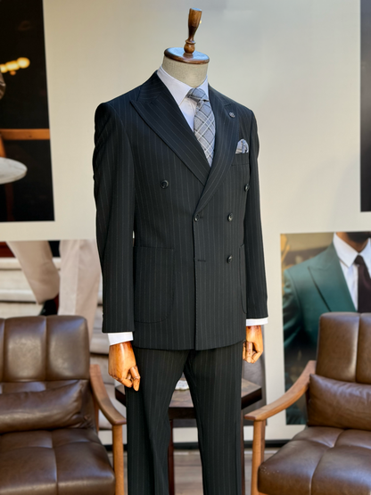 Black Striped Double Breasted Suit 2-Piece VIOSSI - CB