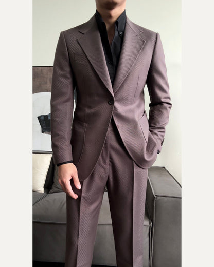 Men’s Herringbone Neapolitan Single-Breasted Suit