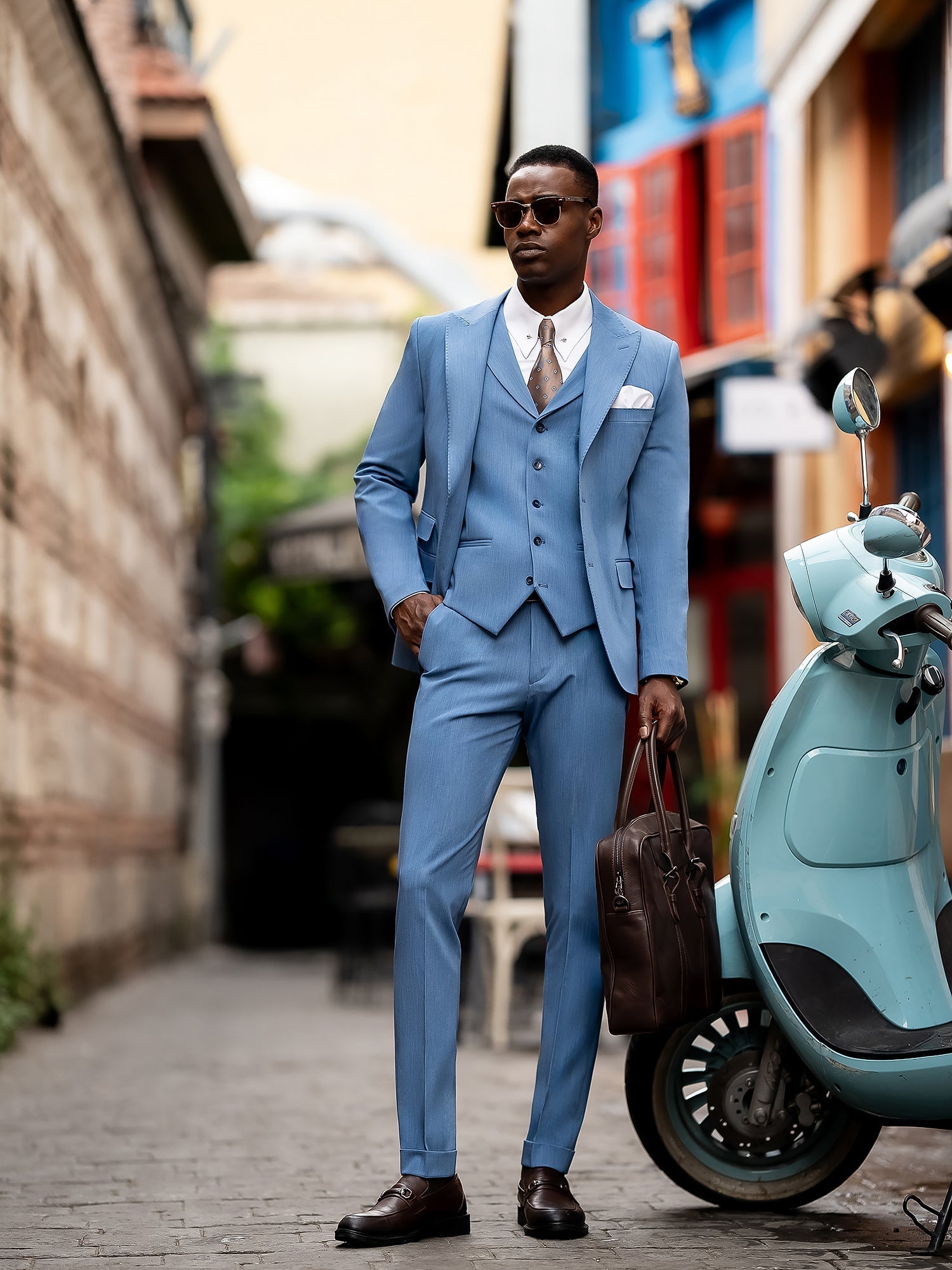 Blue Slim-Fit Suit 3-Piece VIOSSI