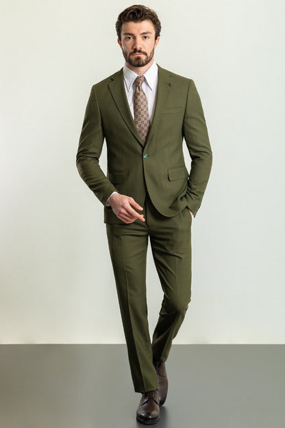 Brabion Elio Khaki Slim Fit Notch Lapel 2 Piece Suit