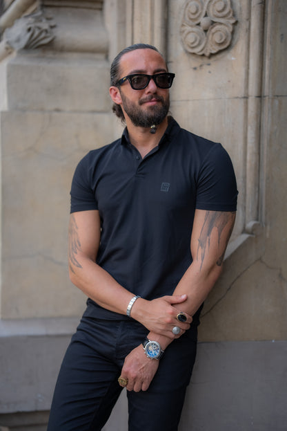 Brabion Alonso Black Slim Fit Polo T-Shirt