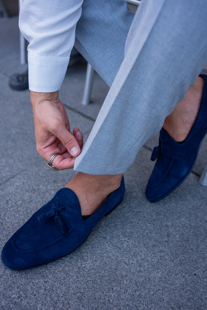 Brabion Bravo Navy Blue Suede Loafers